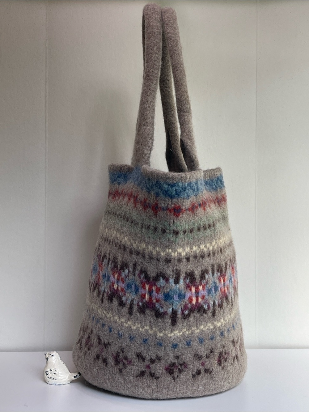 Rugby Ralph Lauren %100 Lamb Wool Classic Fair Isle Pattern Hand Knitted Bag - Picture 8 of 17